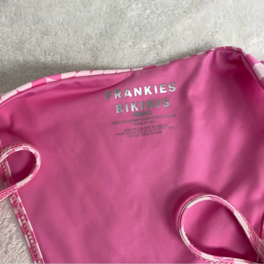 Frankie's Bikinis Pink Checkered Swimsuit Set Morrison Pattern Side-tie Bottoms